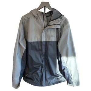 Columbia Sportswear Packable Rain Jacket Hooded Gray Charcoal Mens XL